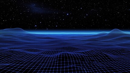 Retro Futuristic Wireframe Landscape