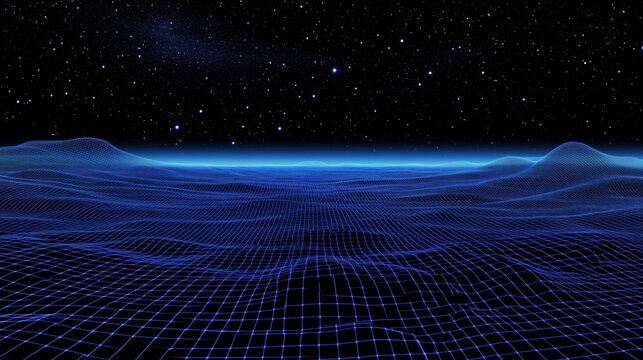 Retro Futuristic Wireframe Landscape