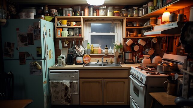 Image of cluttered Canadian kitchenette