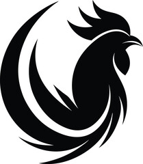 simple rooster feather logo silhouette