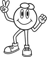 simple line art peace sign character with dancing  