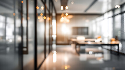 Dynamic office space with blurred doorway modern workspace environment contemporary interior design