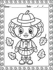 Autumn Coloring Pages. Ready to print on standard,  Resolution: High resolution (300 DPI), 8.5x11 inch paper  With No Bleed. Black and White.