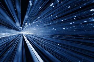 Blue fiber optic cables create a stunning visual representation of data transfer and networking.