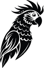 Obraz premium Set of Four Black Silhouettes of Cockatoo Parrots with Stylized Crests 