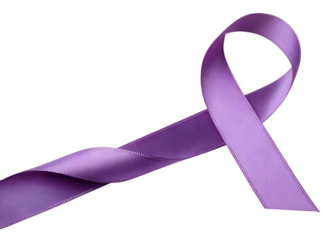 Single purple ribbon symbolizing awareness and hope on a dark background