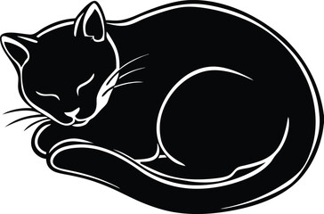 silhouette of a sleeping cat (2).eps