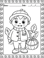Autumn Coloring Pages. Ready to print on standard,  Resolution: High resolution (300 DPI), 8.5x11 inch paper  With No Bleed. Black and White.