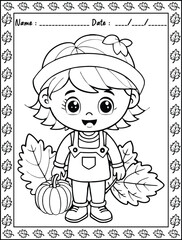 Autumn Coloring Pages. Ready to print on standard,  Resolution: High resolution (300 DPI), 8.5x11 inch paper  With No Bleed. Black and White.