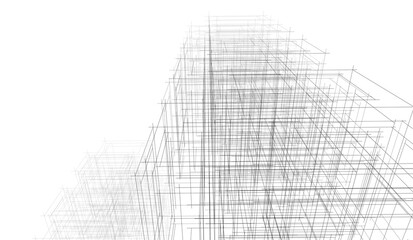 Architectural building 3d drawing