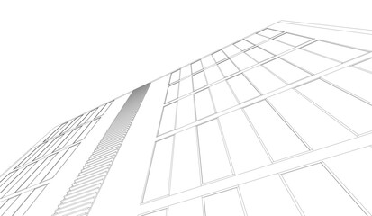Fototapeta premium Architectural building 3d drawing on white background