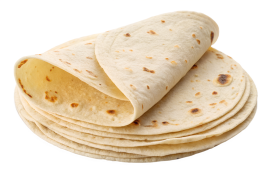 Stack of soft flour tortillas on a black background for culinary creations