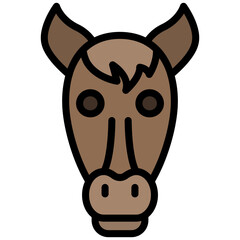 Horse Outline Flat Design Icon, Animal Outline Flat Design Icon Symbol