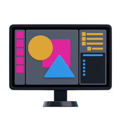 Monitor Displaying Geometric Shapes Design Interface Graphic Software Illustration Vector