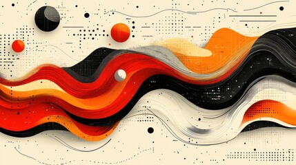 Abstract wavy graphic design with tech elements