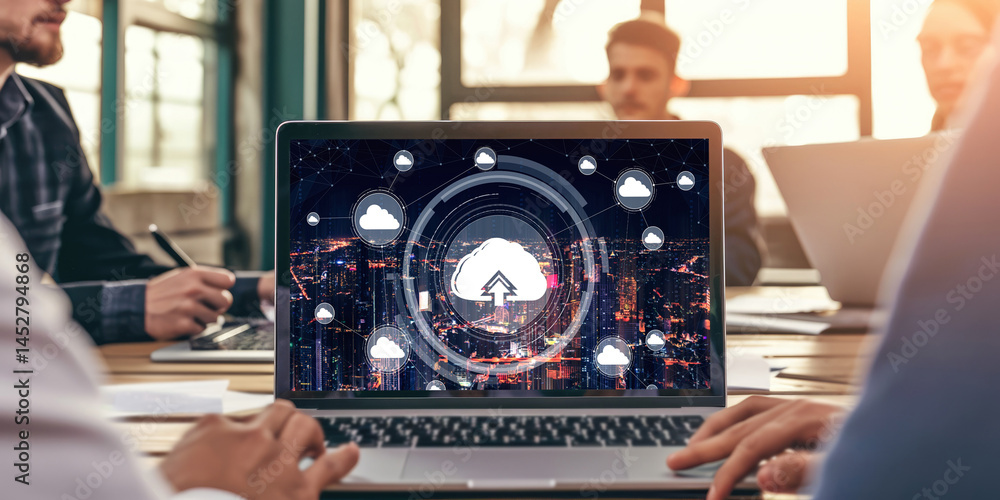 Poster cloud computing software for brisk remote work and personal data storage