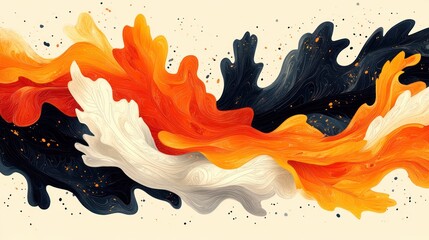 Abstract Flowing Paint Splatter Design, Colors Intertwining