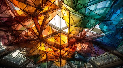 Fototapeta premium Acrylic or polycarbonate panels used in a colorful