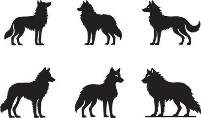 A Study of Six Wolf Silhouettes A Comparative Analysis of Canine Forms