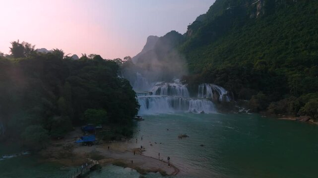 Aerial view of Ban Gioc Waterfall in Northern Vietnam