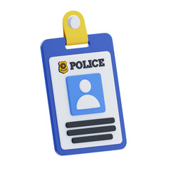 Police Identification Badge 3D Render Security Pass Blue White Yellow Authority Law Enforcement Officer Card Identity
