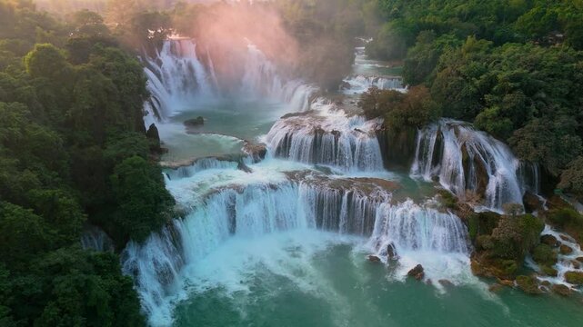 Aerial view of Ban Gioc Waterfall in Northern Vietnam