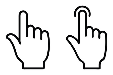 Pointer Click Icons – Minimalist Black and White Hand Gesture Line Art for UI and Navigation