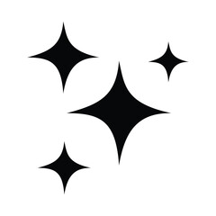 Stylized Black Star Sparkles Clipart Icons