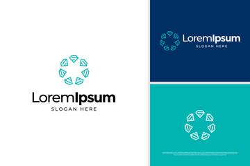 Fototapeta premium Elegant seven diamond logo design concept. Luxury diamond logo design template