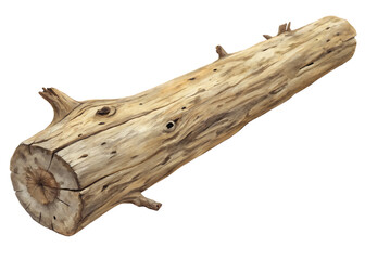driftwood log isolated on white background, PNG
