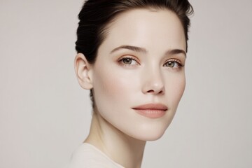 Naklejka premium close-up of model with perfect makeup emphasizing flawless skin
