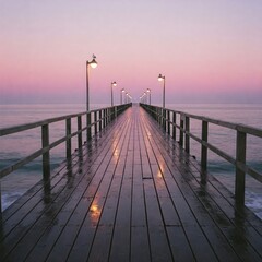 Fototapeta premium Purple And Pink Sky Over Quiet Lake