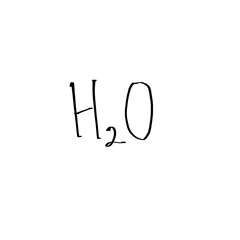 Water H2O formula in simple handwriting style on white background  