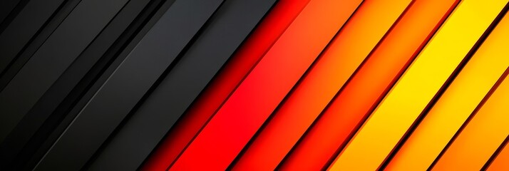 Obraz premium Abstract Diagonal Stripes Background - Vibrant diagonal stripes in shades of black, red, orange, and yellow create a dynamic and energetic abstract background