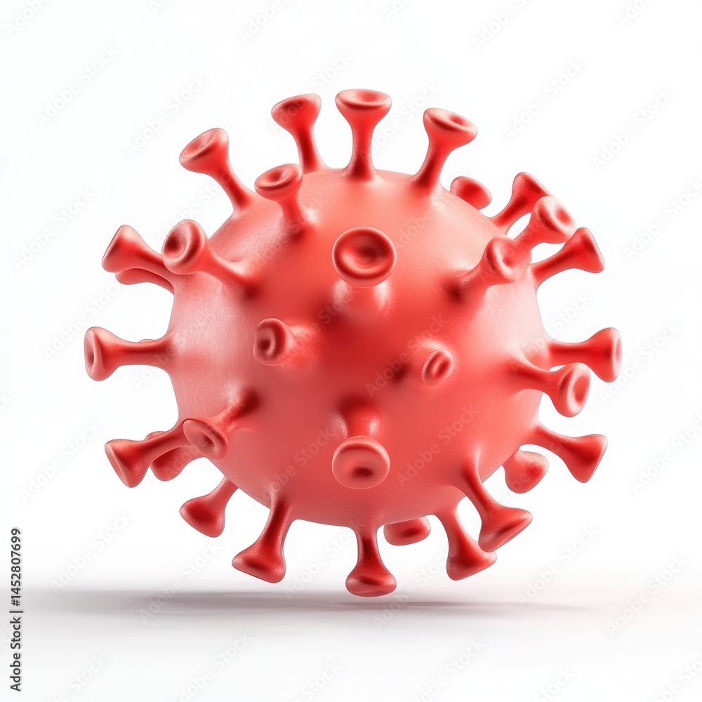 Poster 3d rendering of a red virus particle.