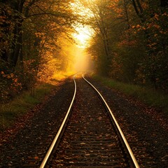 Fototapeta premium Warm Forest Colors And Metal Rails