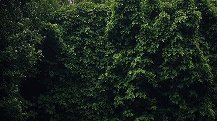 Abstract background texture made of overlapping green leaves