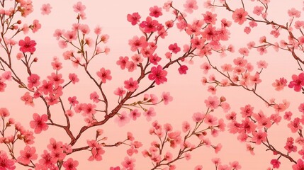 Blossoming Pink Cherry Flowers