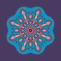 Flower mandala. Geometric pattern, radial repeat. Decorative elements. Oriental pattern, vector illustration.