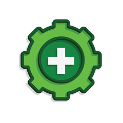 Fototapeta premium health icon. plus sign in gear. mental, medicine, pharmacy, hospital, drug, web. simple 3d style design