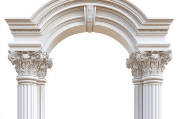 Obraz premium Classic column arch isolated on white background representing ancient architectural structure and historical design element