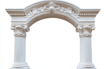 Classic column arch isolated on white background representing ancient architectural structure and historical design element