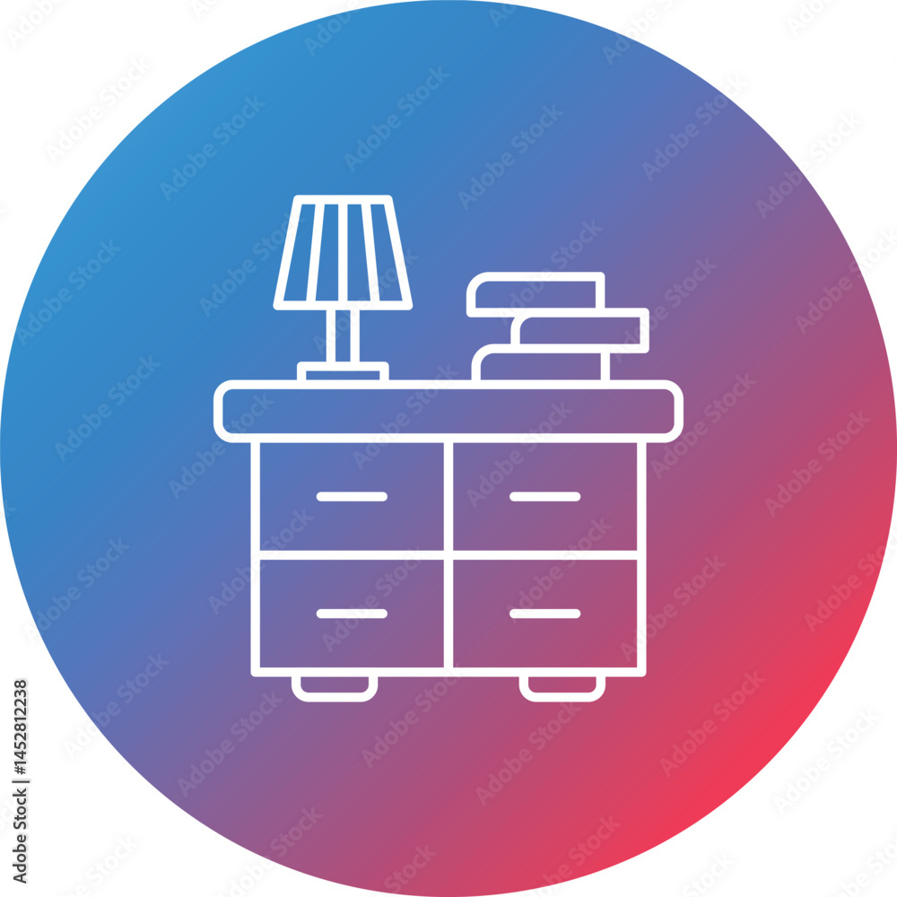Poster bedside table line gradient circle background icon