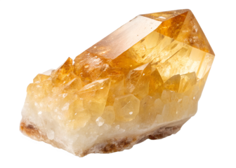 Close up of a raw citrine crystal with clear geometric formations