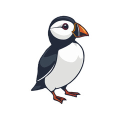 Detailed, Contoured 3D Puffin Bird Icon Design
