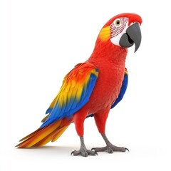 Naklejka premium Vibrant macaw bird against a plain white background.