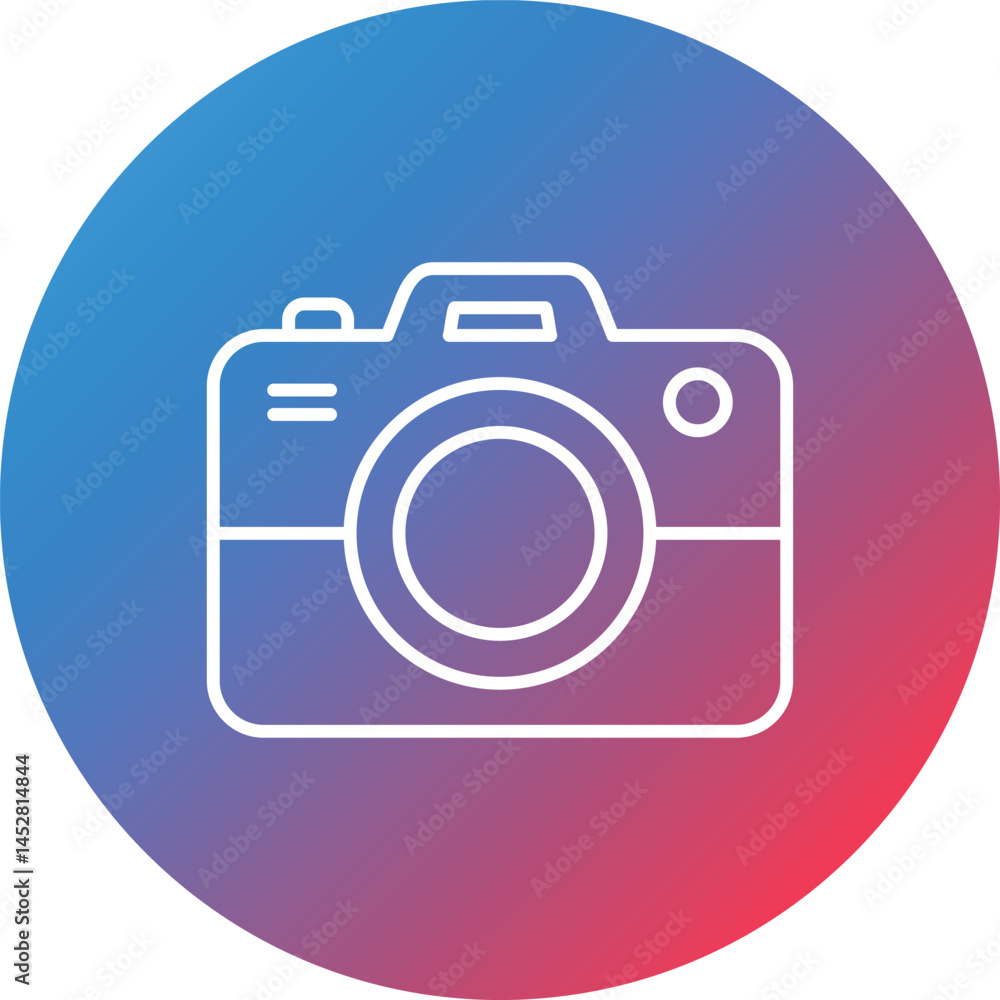 Poster camera line gradient circle background icon
