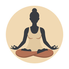 Silhouette of a Woman Meditating in a Calm Circular Background  