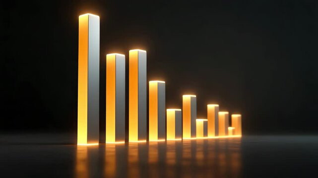 glowing bar chart showing decreasing trend