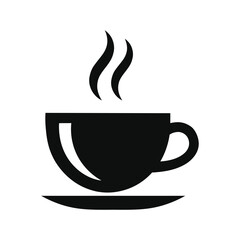 Minimalist Coffee Cup Icon Vector—Black and White Hot Beverage Symbol